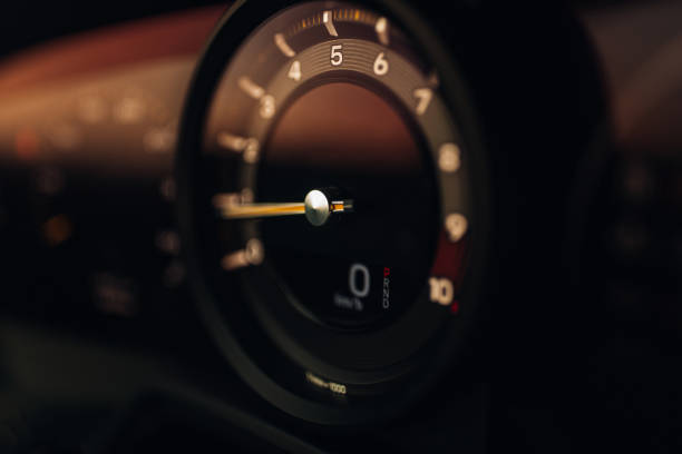 istock Sport car tachometer and dashboard with backlight 1330012090