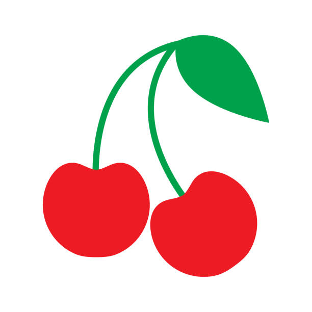 cherry icon. red cherry sign vector - kiraz illüstrasyonlar stock illustrations