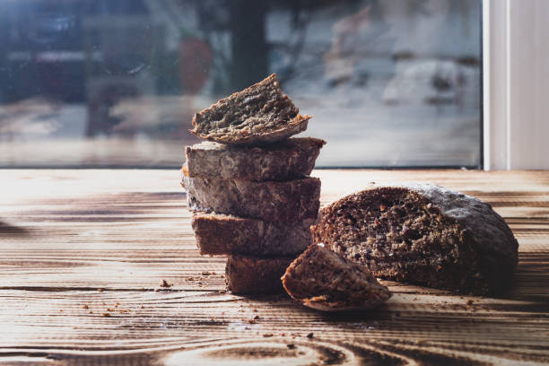istock Homemade cakes, grain rye bread cut into chunks 1330012393