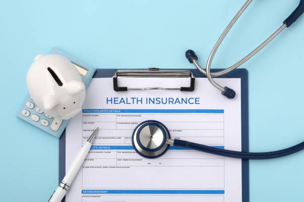 istock Saving on health insurance concept on blue background 1330012431
