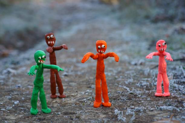 istock Four colorful toy zombies. 1330013078