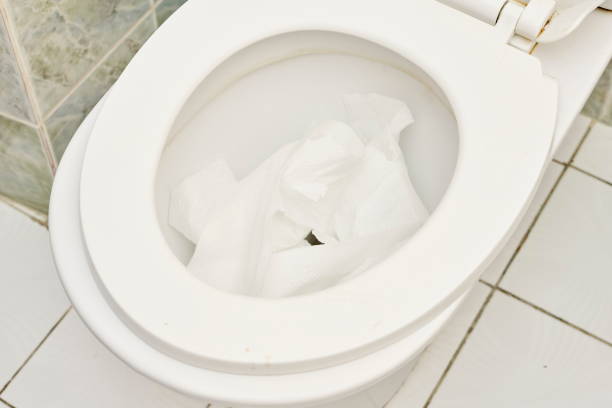 istock Toilet papper in toilet 1330013185