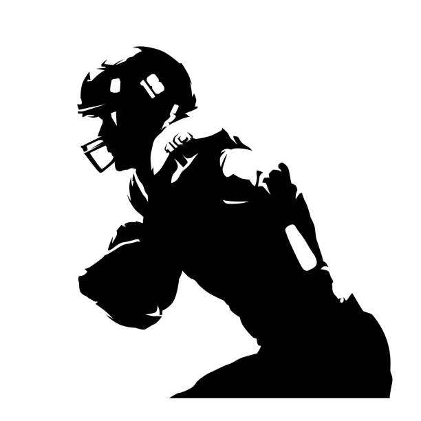 ilustrações, clipart, desenhos animados e ícones de jogador de futebol americano, silhueta isolada abstrata. desenho de tinta. atleta de esporte em equipe - football player american football sport professional sport