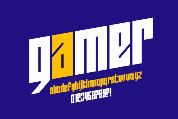 Vector illustration of Computer game lowercase style font