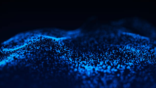 istock Abstract wave with moving dots. Flow of particles. Cyber technology illustration. 3d rendering 1330021163