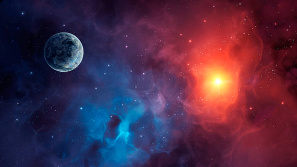 istock Space background. Planet in colorful nebula with stars 1330021341