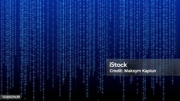 Blue Matrix Numbers Blue Matrix Background Falling Numbers On Screen Technology Stream ...