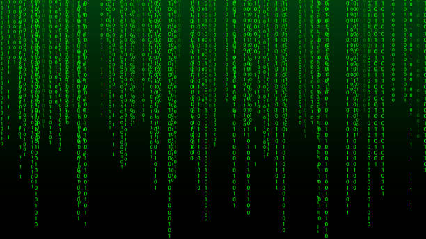 Green Matrix Background Falling Numbers On Screen Technology Stream Binary  Code Digital Vector Illustration Hacking Concept Stock Illustration -  Download Image Now - iStock