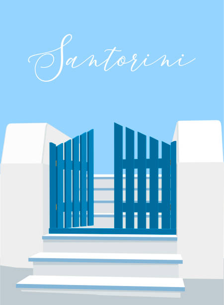 illustrations, cliparts, dessins animés et icônes de porte de santorin - romance travel backgrounds beaches holidays and celebrations