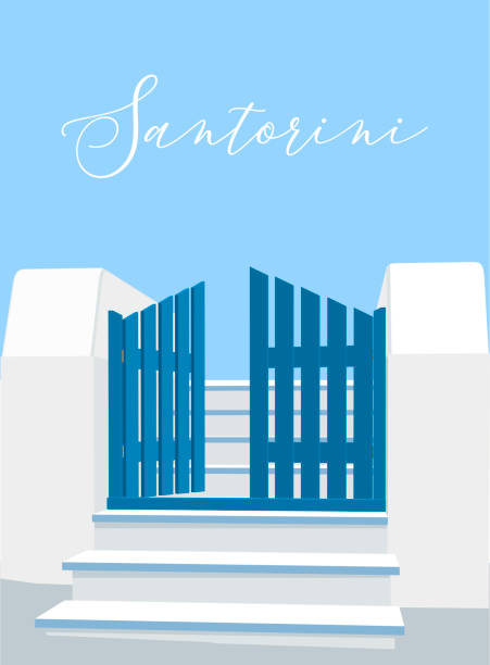 Santorini gate Santorini island, Greece. Incredibly romantic view on Santorini. santorini stock illustrations