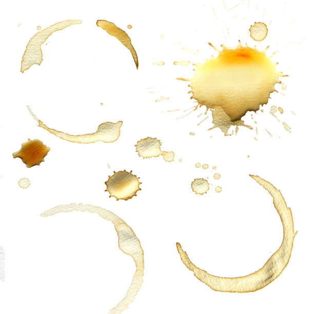 istock Round circle coffee stain illustration white background brown texture cafe latte. Business coffee break 1330043214
