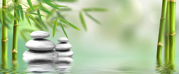 istock spa concept zen basalt stones with Bamboo 1330046808
