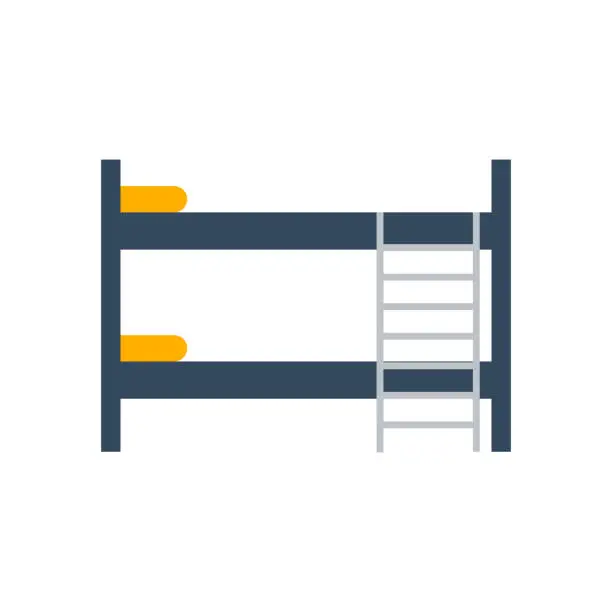 Vector illustration of Bunk Bed Flat Icon. Flat Design Vector Illustration