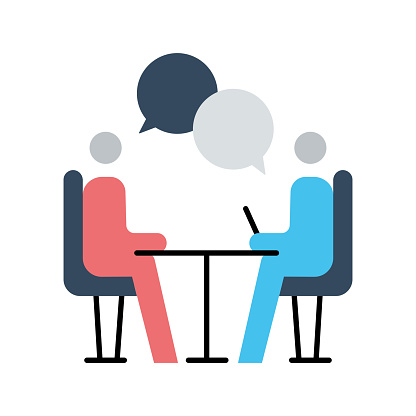 Job Interview Flat Icon. Flat Design Vector Illustration