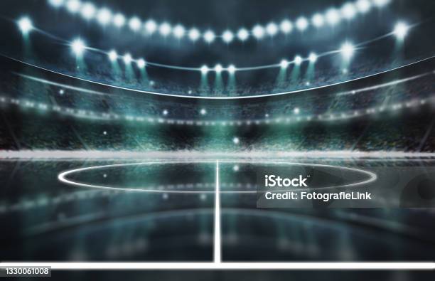 Large Modern Stadium Modene Cyber Arena Background With Copy Space Stock Photo - Download Image Now
