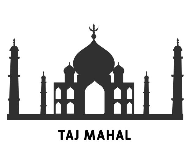 타지마할 벡터 실루엣 - taj mahal india gate palace stock illustrations