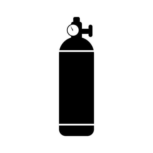 ilustrações de stock, clip art, desenhos animados e ícones de icon oxygen cylinder, fully editable vector eps - botija de gas