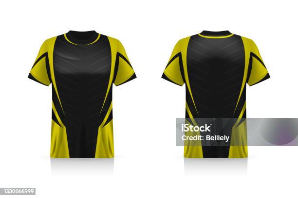 Soccer Jersey Template Yellow And Black Layout Sport Tshirt Design Stock Illustration - Download Image Now - iStock