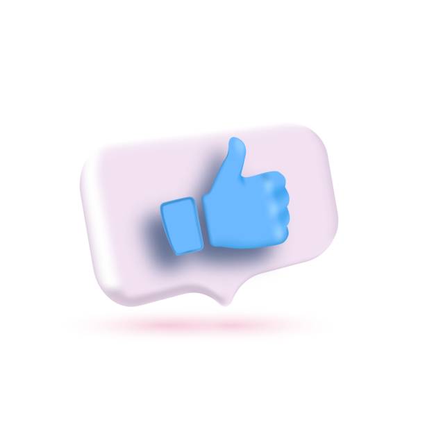 istock Pink 3d realistic bubble with a blue thumbs up icon with a shadow isolated on a white background. 1330069575