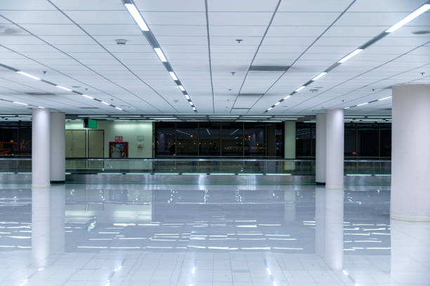 istock Interior white hallway with lighting in the airport 1330071002