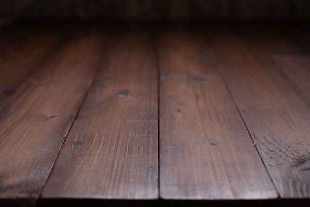 Wooden table top background texture.  Wood tabletop front view with copy space. Plank board surface