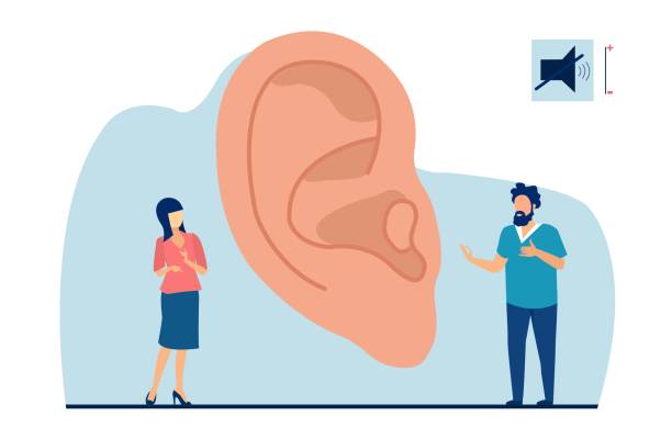 istock Vector of a deaf man and a woman communicating with hand gestures 1330075537