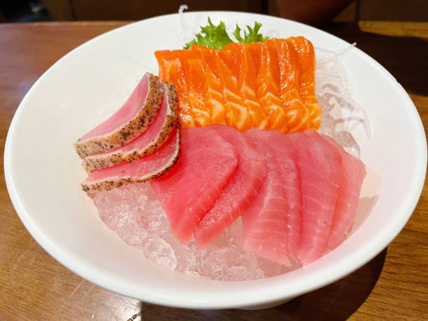 istock A famous Japanese menu is salmon sashimi and tuna sashimi. 1330079336