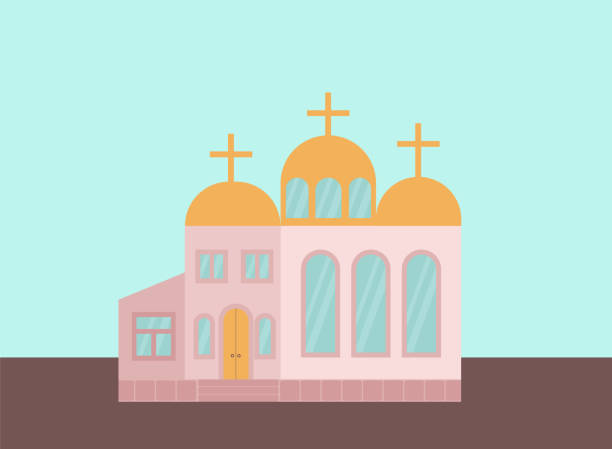 Colorful church building clipart flat vector illustration. Church building clipart flat vector illustration louisville city icons stock illustrations