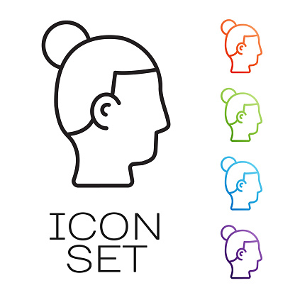 Black Line Hairstyle For Men Icon Isolated On White Background Set Icons  Colorful Vector Stock Illustration - Download Image Now - iStock