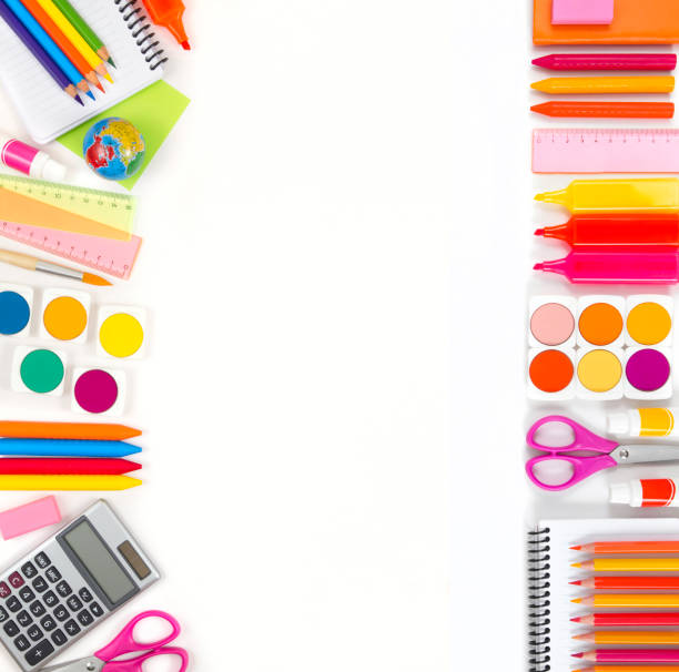 istock School Supplies Border on White Background 1330093562