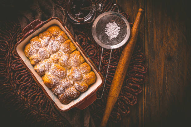 Buchteln filled with plum jam or jelly, sweet rolls with backing ingredients