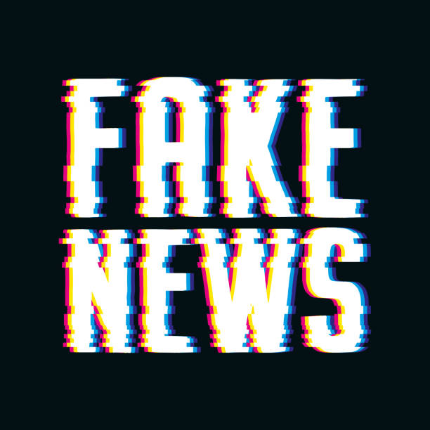 Glitch Fake News Lettering over Black Background Vector Illustration of an Attractive Illustration of a Glitch Fake News Lettering over Black Background distorted font stock illustrations