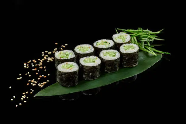 Photo of Cucumber maki sushi roll Kappamaki with sesame