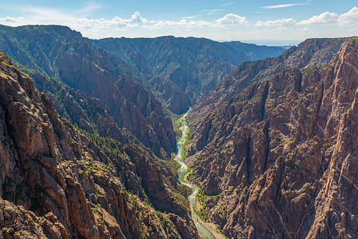 Gunnison river in the depths of Black Canyon of the Gunnison national park, Colorado, USA.