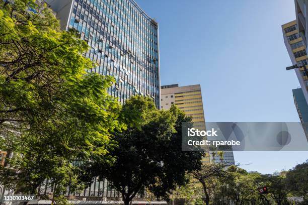 Street Near Liberty Square In Belo Horizonte Stock Photo - Download Image Now - Belo Horizonte, Office Building Exterior, Sunny