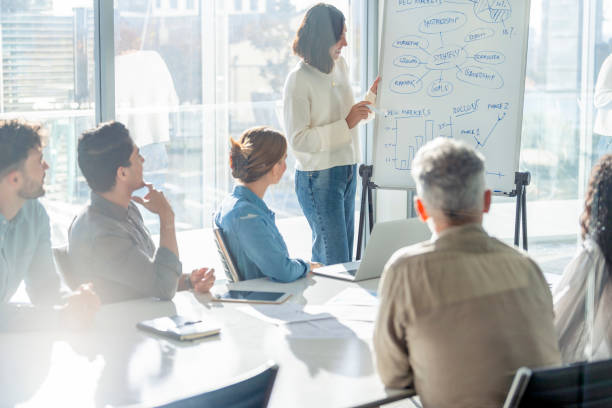 istock Business people watching a presentation on the whiteboard. 1330105284