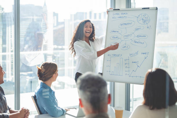 istock Business people watching a presentation on the whiteboard. 1330105300