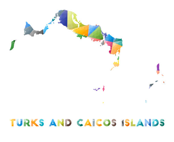 turks i caicos - kolorowy niski kształt wyspy poli. - turks and caicos islands caicos islands bahamas island stock illustrations