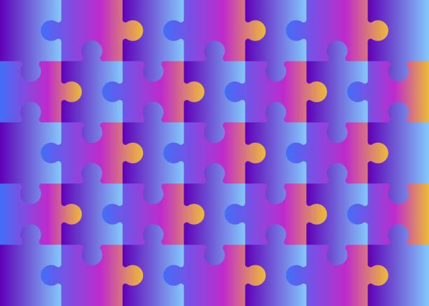 istock Set of multicolored puzzle pieces isolated Jigsaw puzzle 35 multicolor separate pieces Mosaic Details Tiles Parts Thinking game and 5x7 maze detail frame design Puzzle Vector illustration background 1330110712