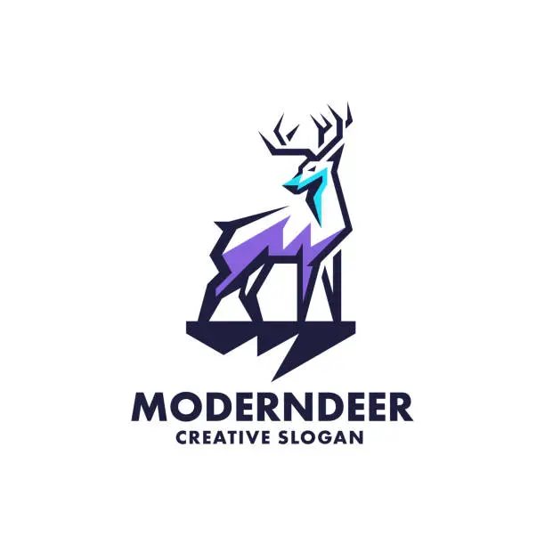 Vector illustration of Modern Deer Colors Creative emblem Template
