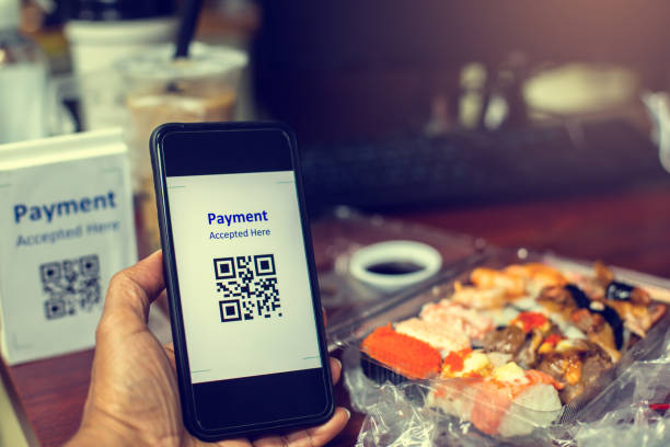istock Customer hand using smart phone to scan QR code tag with blur  Sushi set or Japanese food meal on desk to accepted generate digital pay without money for food delivery payment 1330121380