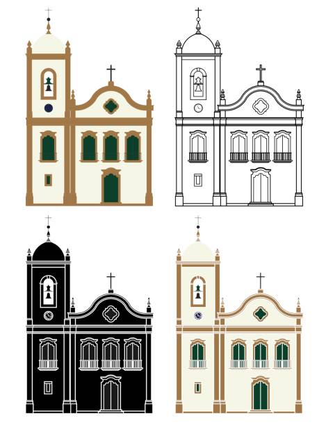 ilustrações de stock, clip art, desenhos animados e ícones de church in paraty city, brazil - rio de janeiro brazil jesus christ travel