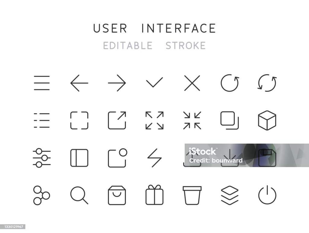 User Interface Thin Line icons Editable Stroke - 免版稅圖示圖庫向量圖形