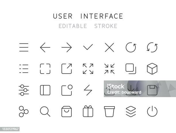 User Interface Thin Line Icons Editable Stroke向量圖形及更多圖示圖片 - 圖示, 箭頭符號, 下載