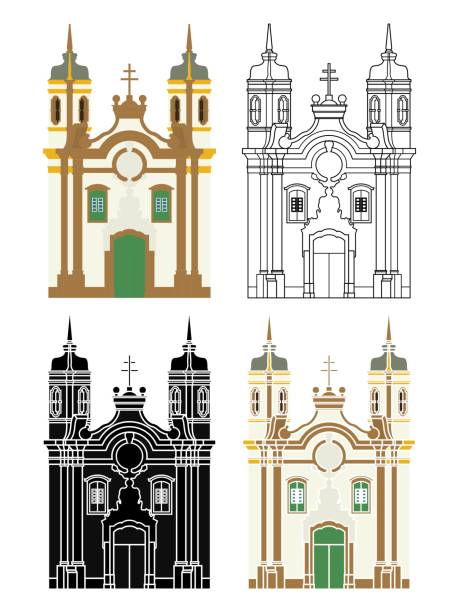 kościół świętego franciszka z asyżu w minas gerais, brazylia - worship place stock illustrations