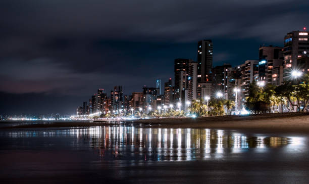 istock Boa Viagem beach at night 1330125257