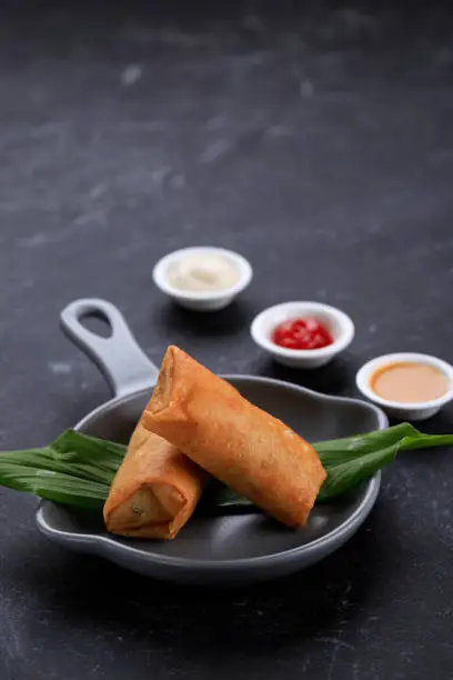 Deep Fried Spring Rolls, Popularr as Lumpia or Popia. One Dish Served on Chinese New Year (Imlek) Family Dinner