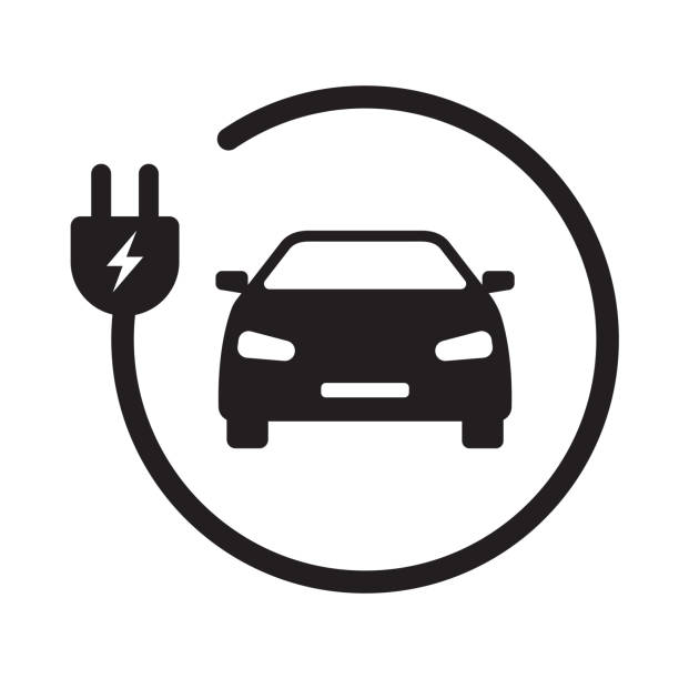 ev electric car with plug icon vector green energy concept for graphic design, logo, web site, social media, mobile app, ui illustration. - elektrikli araba lar stock illustrations