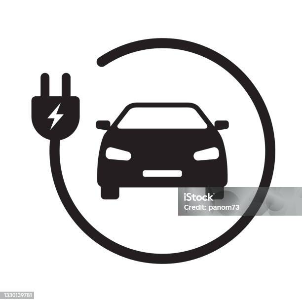 Ev Electric Car With Plug Icon Vector Green Energy Concept For Graphic Design Logo Web Site Social Media Mobile App Ui Illustration Stok Vektör Sanatı & Elektrikli Araba‘nin Daha Fazla Görseli