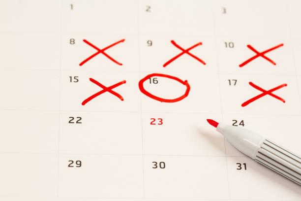 istock The red circles schedule appointments and planners in the calendar for convenience. 1330141327